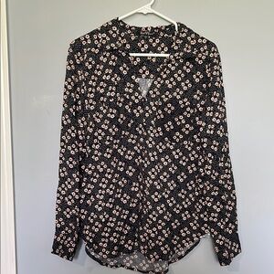 NWOT Velvet Heart Navy Floral Button Down Shirt size L